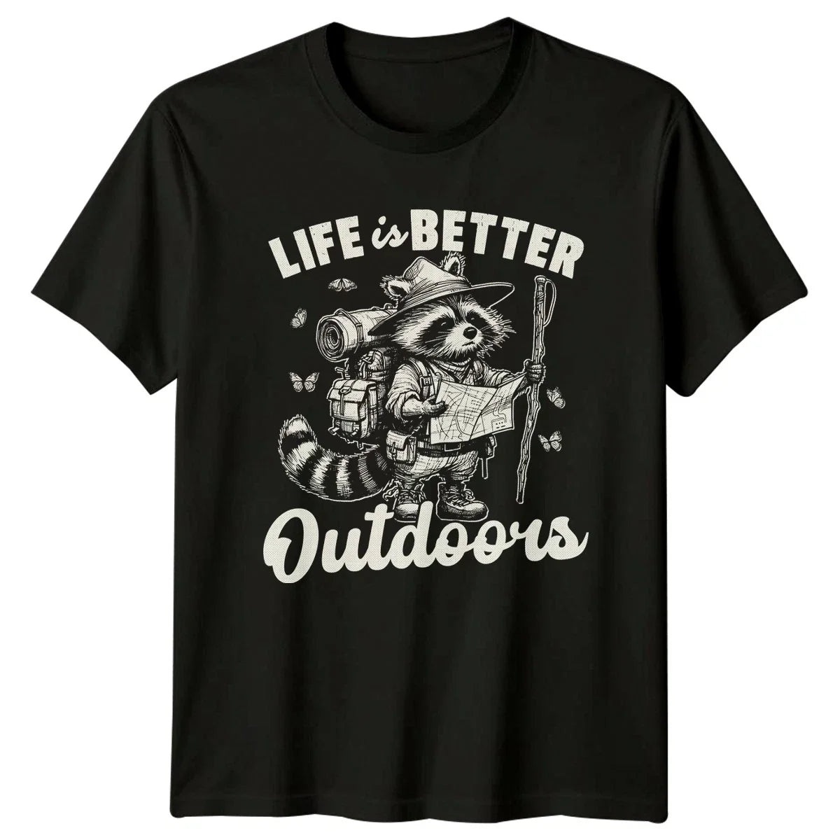 Life Is Better Outdoors Raccoon Backpacking Hiking - Adult & Kids T-Shirts, Sweatshirts & Hoodies apparel design preview 1