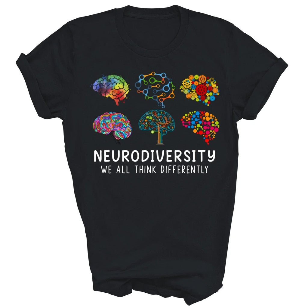Neurodiversity Brain We All Think Differently - Adult & Kids T-Shirts, Sweatshirts & Hoodies apparel design preview 1