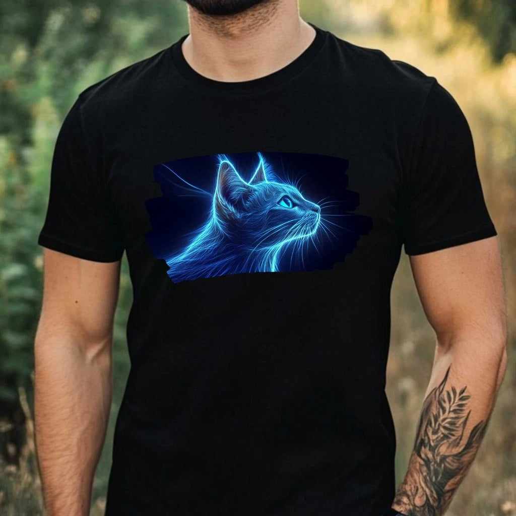 Mens Light Up Cat Print Cotton Size XS to 5XL - Adult & Kids T-Shirts, Sweatshirts & Hoodies apparel design preview 1