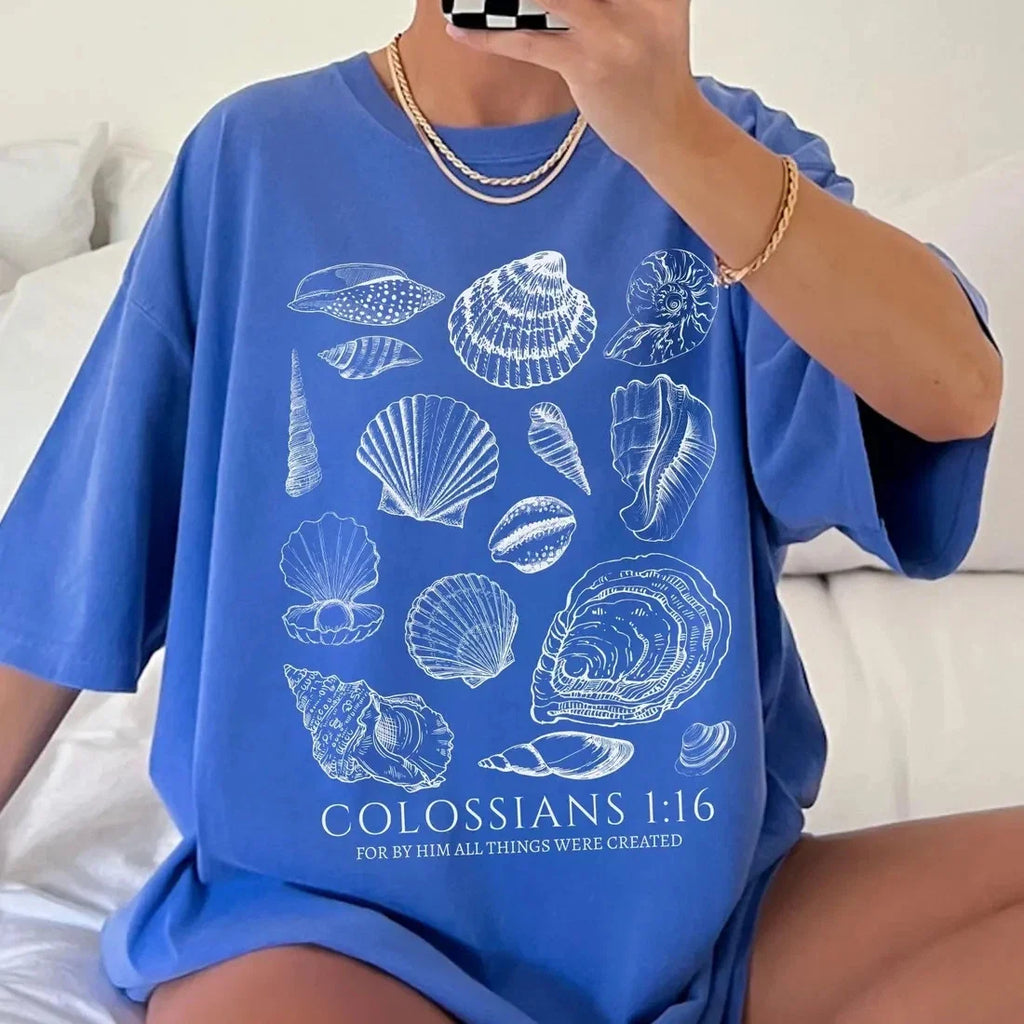 Seashell Bible Verse Ocean Life Coastal Aesthetic, - Adult & Kids T-Shirts, Sweatshirts & Hoodies apparel design preview 1