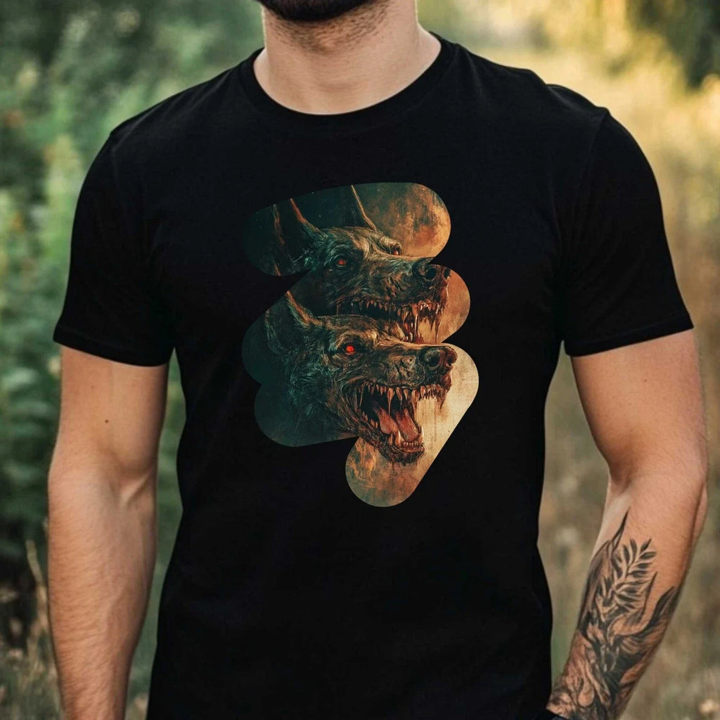 Mens Two Headed Hell Creature Motif Cotton Size XS to - Adult & Kids T-Shirts, Sweatshirts & Hoodies apparel design preview 1