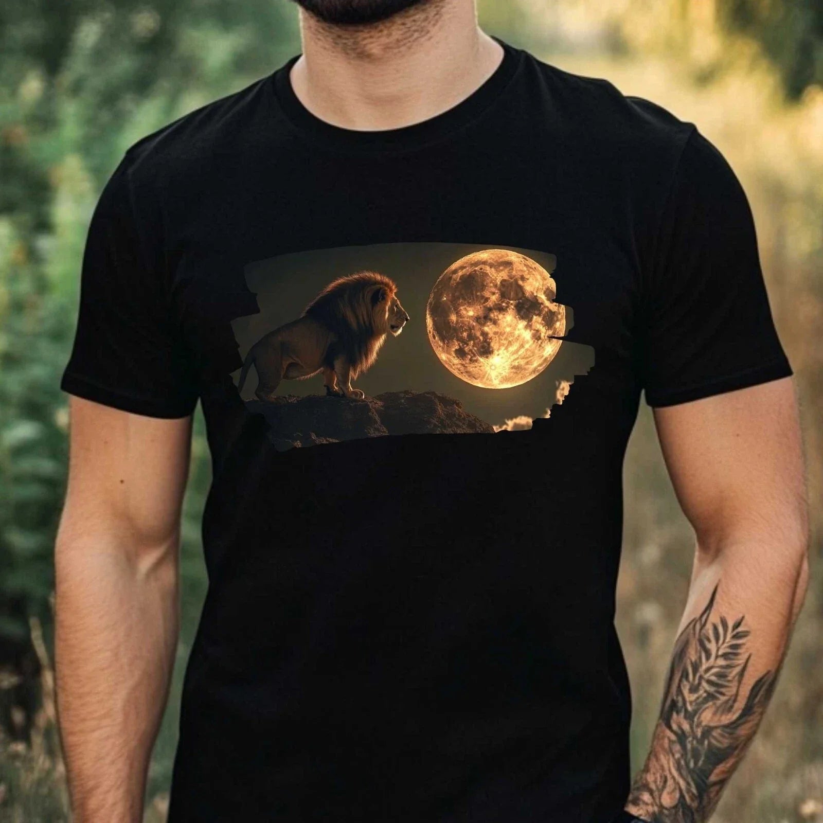 Mens Lion Full Moon Print Cotton Size XS to 5XL - Adult & Kids T-Shirts, Sweatshirts & Hoodies apparel design preview 1