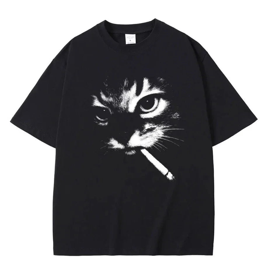 Funny Meme Smoking Cat Face Graphic Men Women - Adult & Kids T-Shirts, Sweatshirts & Hoodies apparel design preview 1
