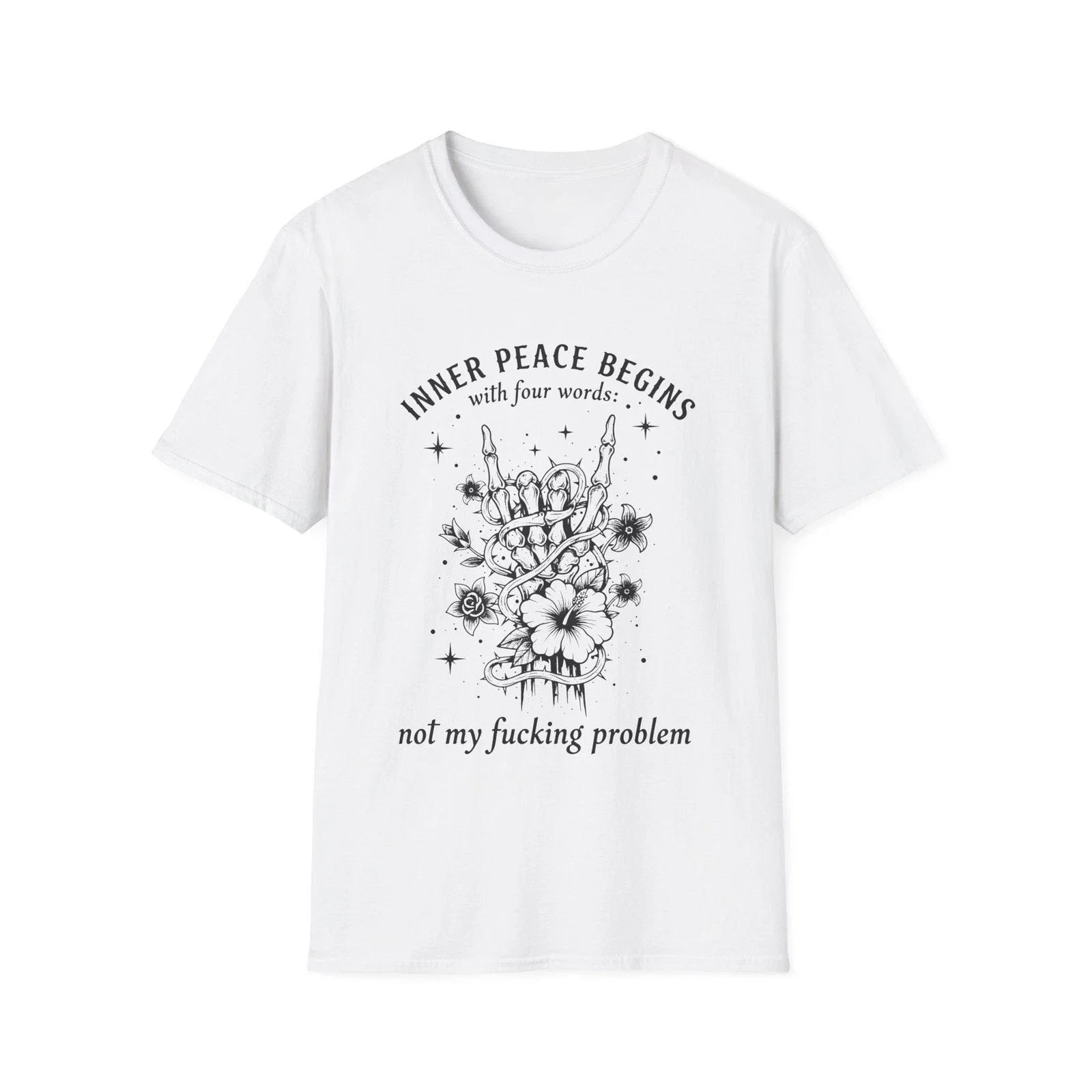 Inner Peace Skull floral illustration Funny Sarcastic - Adult & Kids T-Shirts, Sweatshirts & Hoodies apparel design preview 1