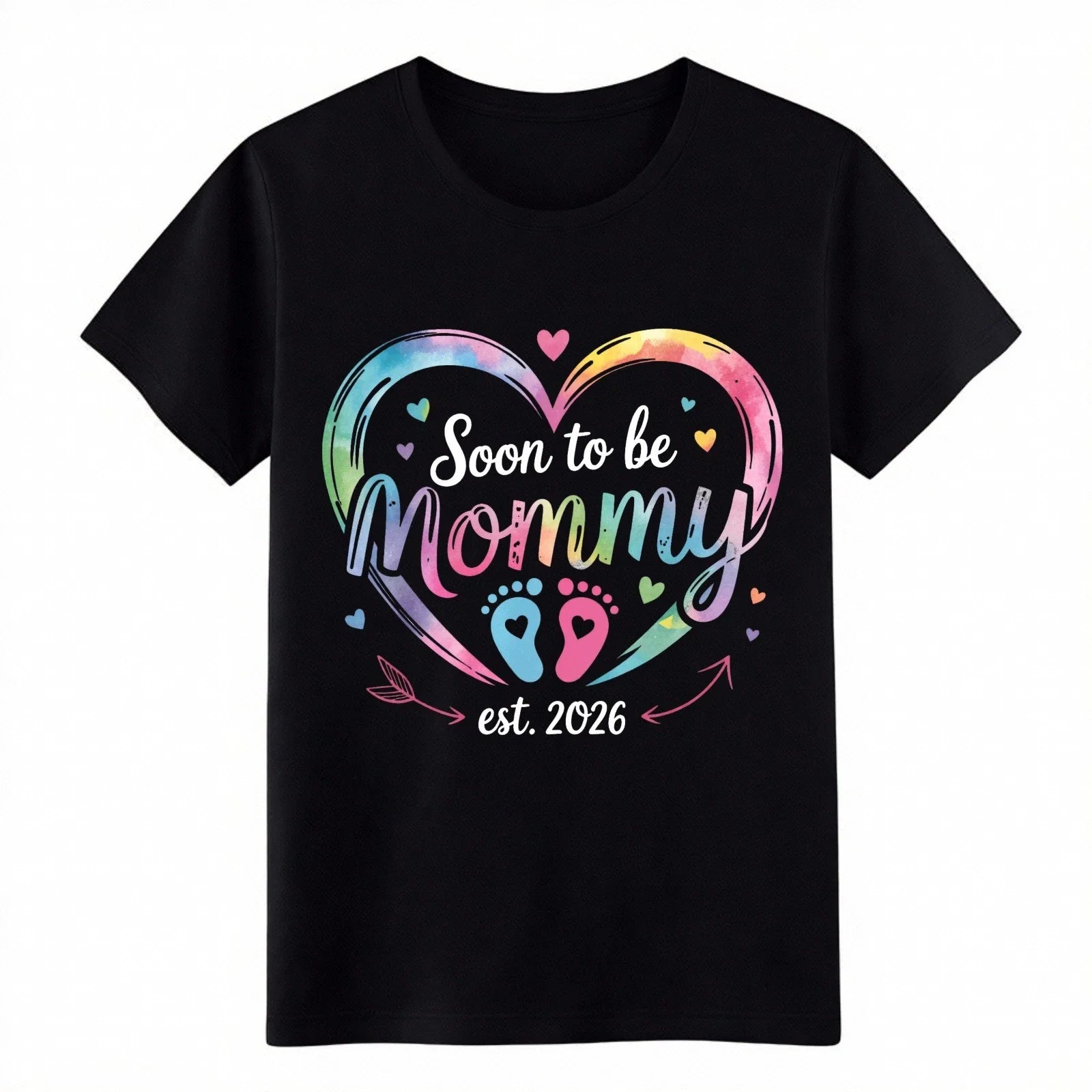 Soon to be Mommy 2026 Watercolor Heart Pregnancy - Adult & Kids T-Shirts, Sweatshirts & Hoodies apparel design preview 1