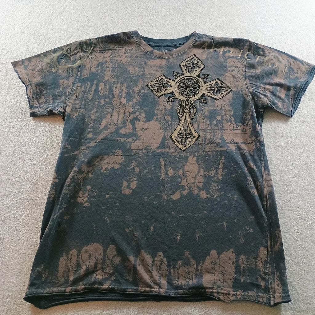 Affliction Mens Graphic Black Brown Medium Gothic - Adult & Kids T-Shirts, Sweatshirts & Hoodies apparel design preview 1