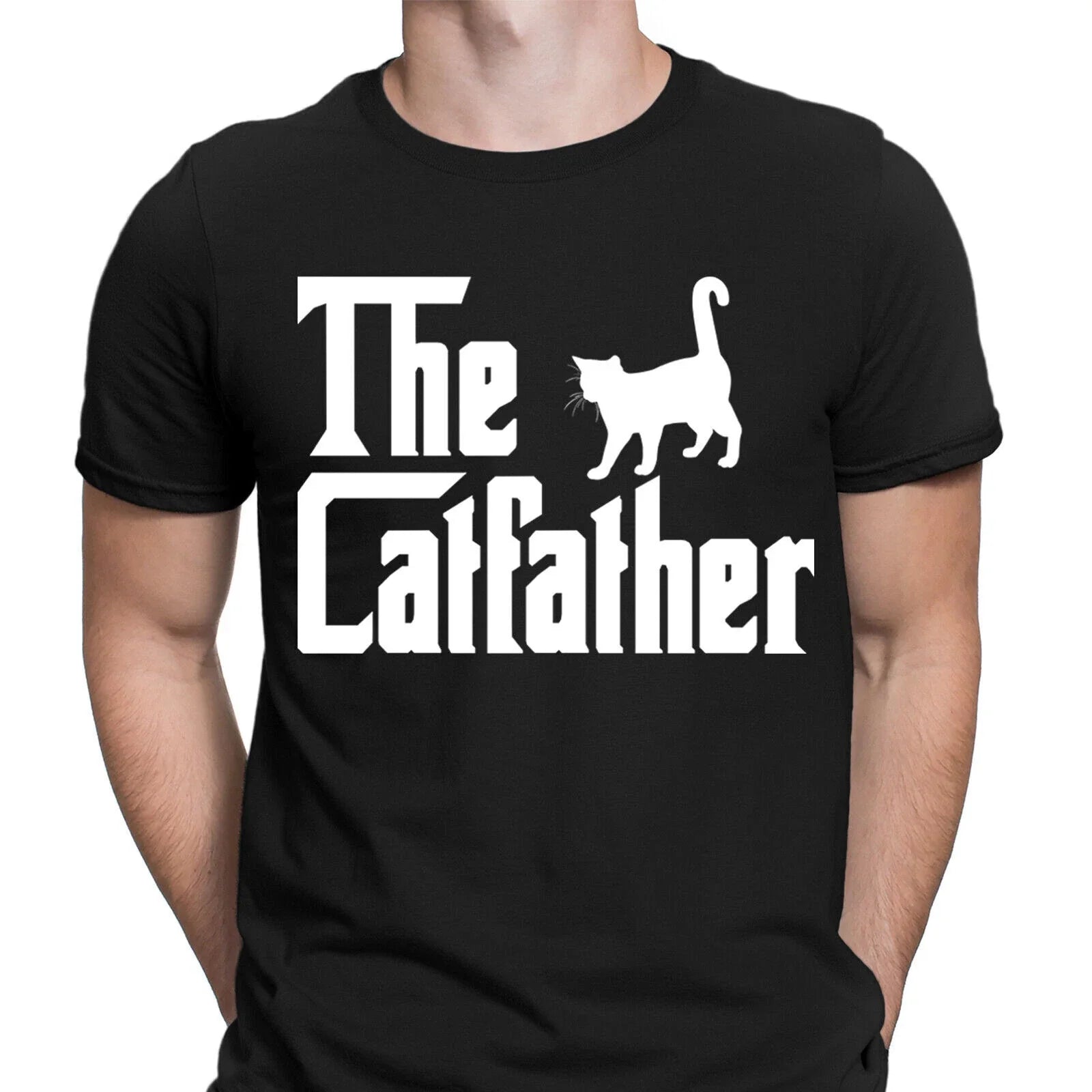 The Catfather Funny Cat Dad Kitten Father Pops - Adult & Kids T-Shirts, Sweatshirts & Hoodies apparel design preview 1