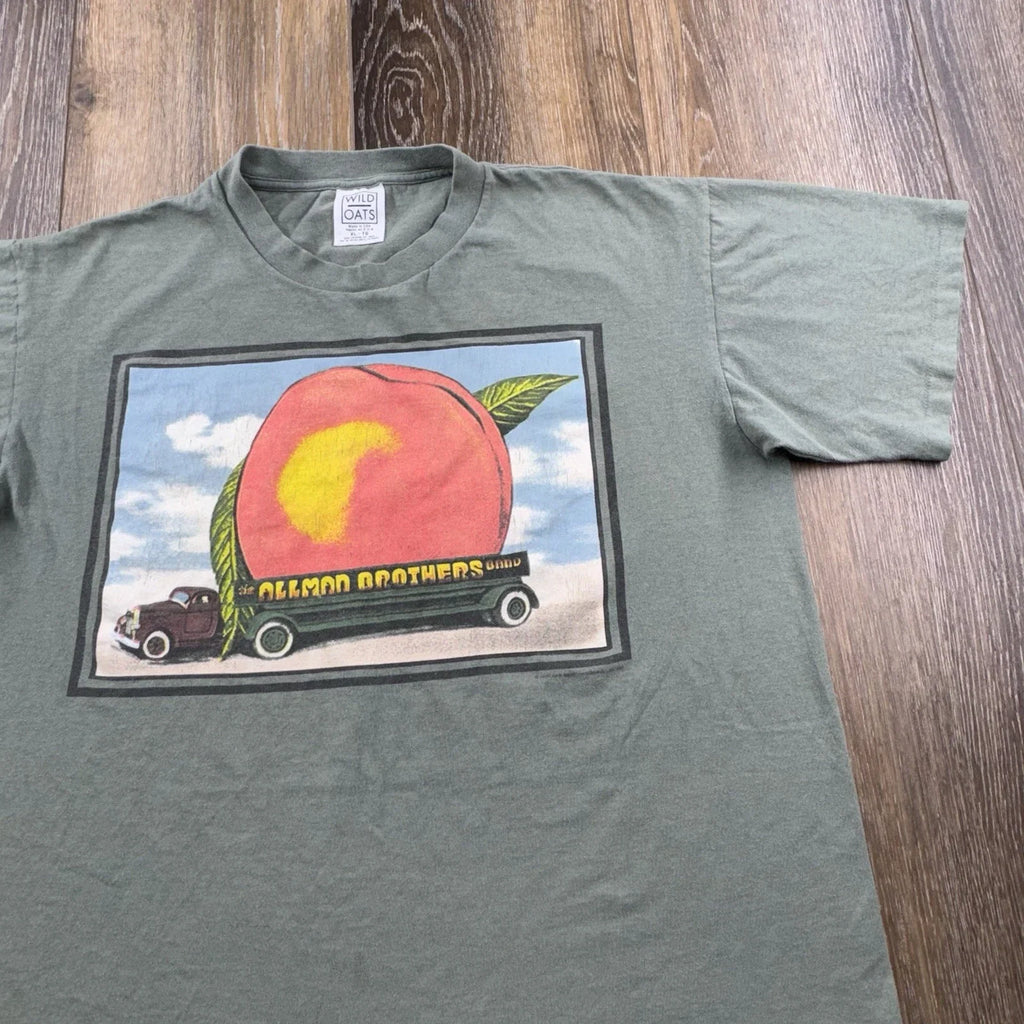 Vintage Allman Brothers Mens XL Green 1995 Eat Peach - Adult & Kids T-Shirts, Sweatshirts & Hoodies apparel design preview 1