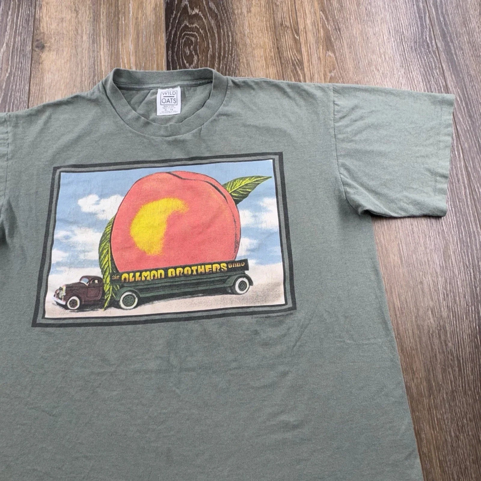 Vintage Allman Brothers Mens XL Green 1995 Eat Peach - Adult & Kids T-Shirts, Sweatshirts & Hoodies apparel design preview 1