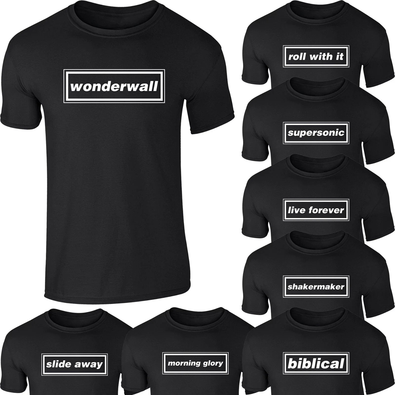 Oasis Song 100% Cotton, Black, Adult - Adult & Kids T-Shirts, Sweatshirts & Hoodies apparel design preview 1