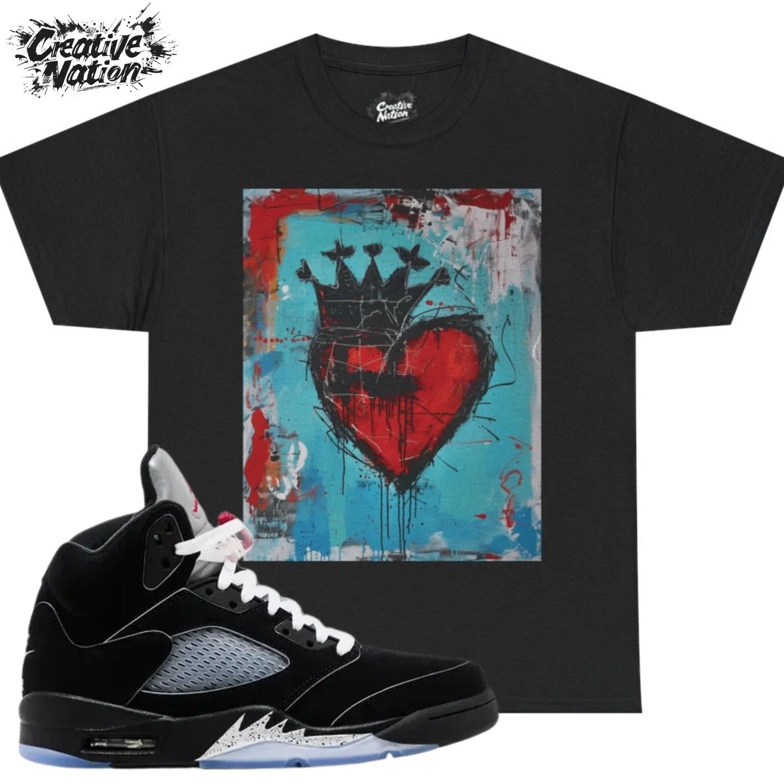 To Match 5 OG Black Metallic Reimagined Heart - Adult & Kids T-Shirts, Sweatshirts & Hoodies apparel design preview 1