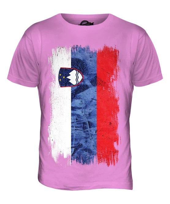 SLOVENIA GRUNGE FLAG MENS XS S M L XL 2XL 3XL 4XL 5XL - Adult & Kids T-Shirts, Sweatshirts & Hoodies apparel design preview 1