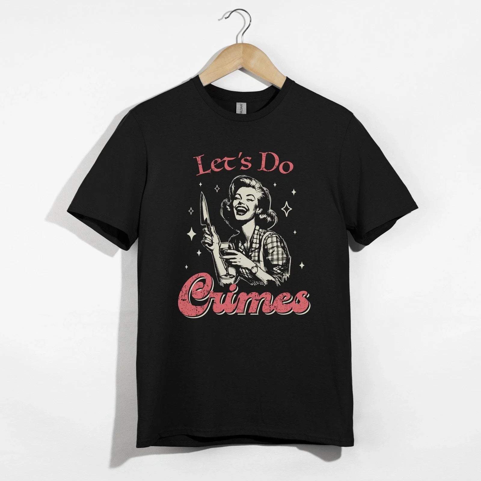 Let's Do Crimes Retro Funny Dark Humor Sarcastic Wine - Adult & Kids T-Shirts, Sweatshirts & Hoodies apparel design preview 1