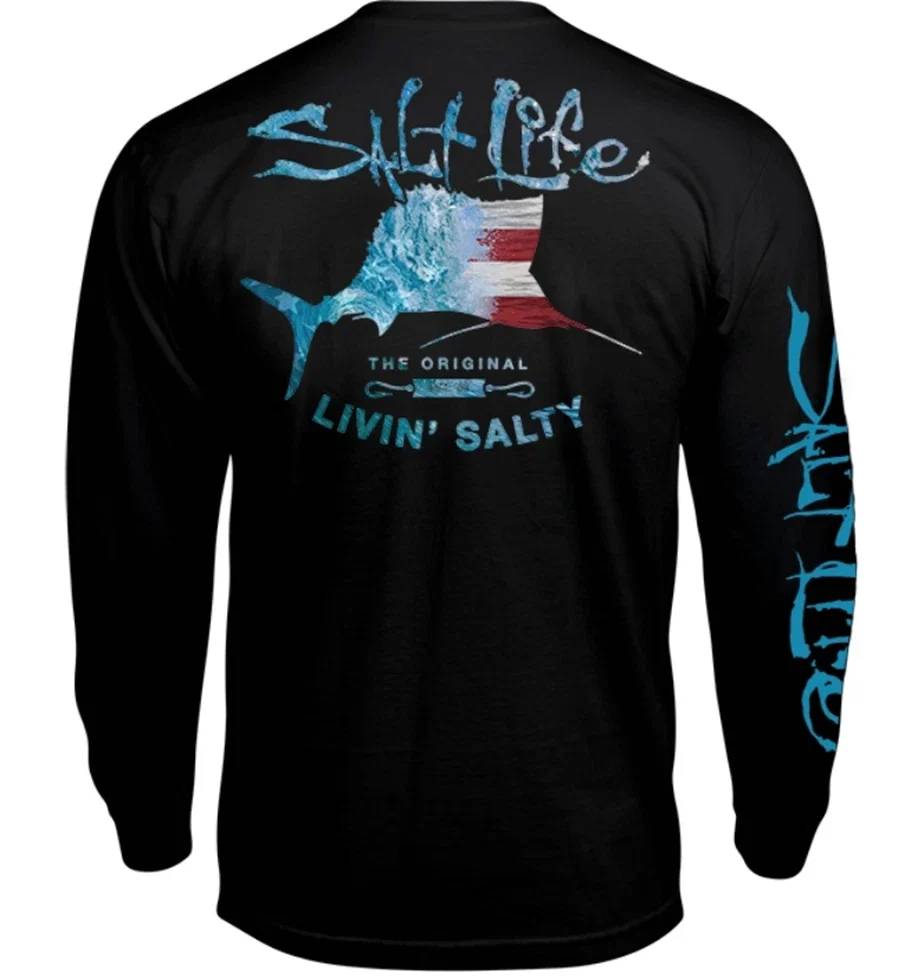 Mens Salt Life Amerisail Graphic Pocket L/S BLACK XL - Adult & Kids T-Shirts, Sweatshirts & Hoodies apparel design preview 1