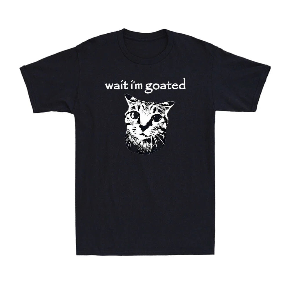 Wait I'm Goated Funny Cat Meme Humor Quote Saying - Adult & Kids T-Shirts, Sweatshirts & Hoodies apparel design preview 1