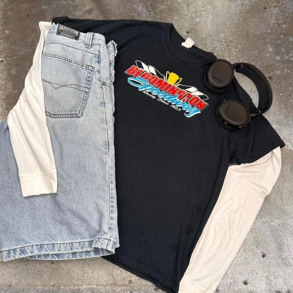 Y2k car racing grunge racetrack summertime school - Adult & Kids T-Shirts, Sweatshirts & Hoodies apparel design preview 1