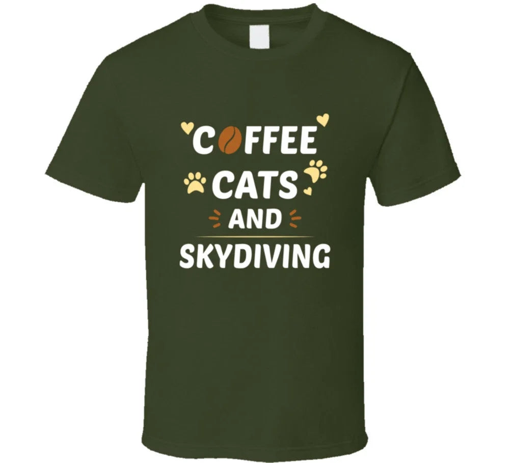 Coffee Cats And Skydiving Funny Gift - Adult & Kids T-Shirts, Sweatshirts & Hoodies apparel design preview 1