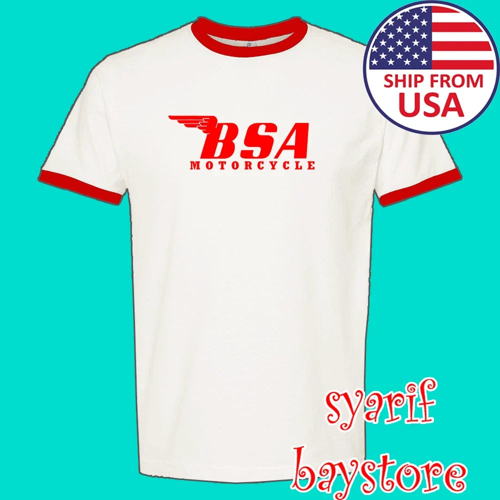BSA Classic Motorcycle Men's Ringer Red Size S to 3XL - Adult & Kids T-Shirts, Sweatshirts & Hoodies apparel design preview 1