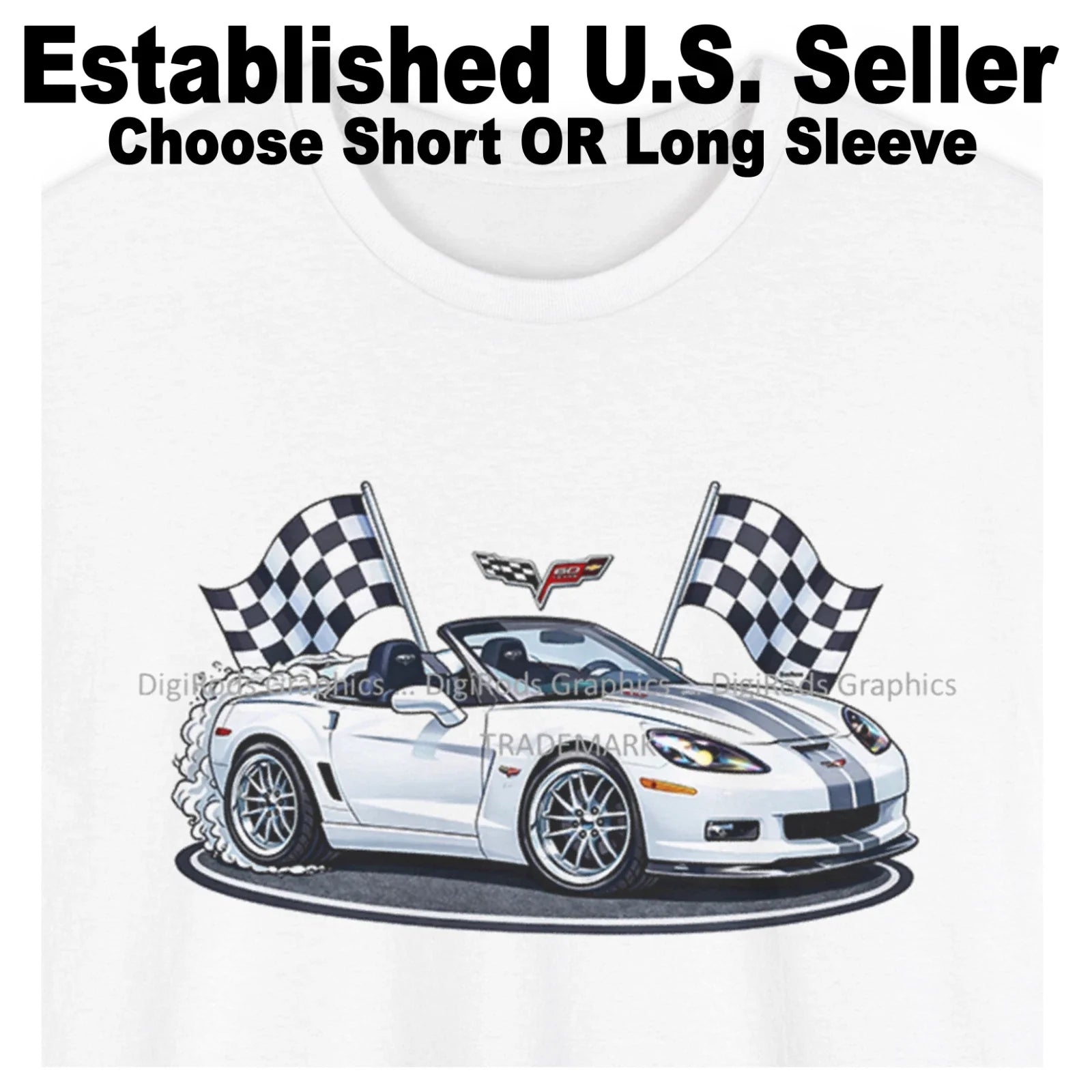 DigiRods Chevy Corvette C6 2013 60th Anniversary - Adult & Kids T-Shirts, Sweatshirts & Hoodies apparel design preview 1