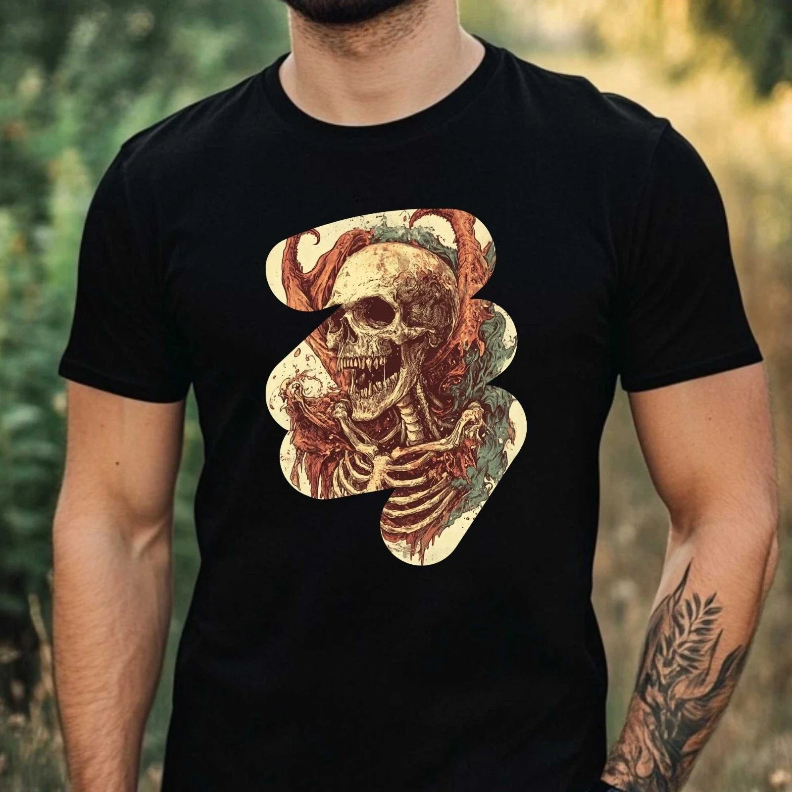 Mens Skeleton Demon Hell Creature Motif Cotton Size - Adult & Kids T-Shirts, Sweatshirts & Hoodies apparel design preview 1