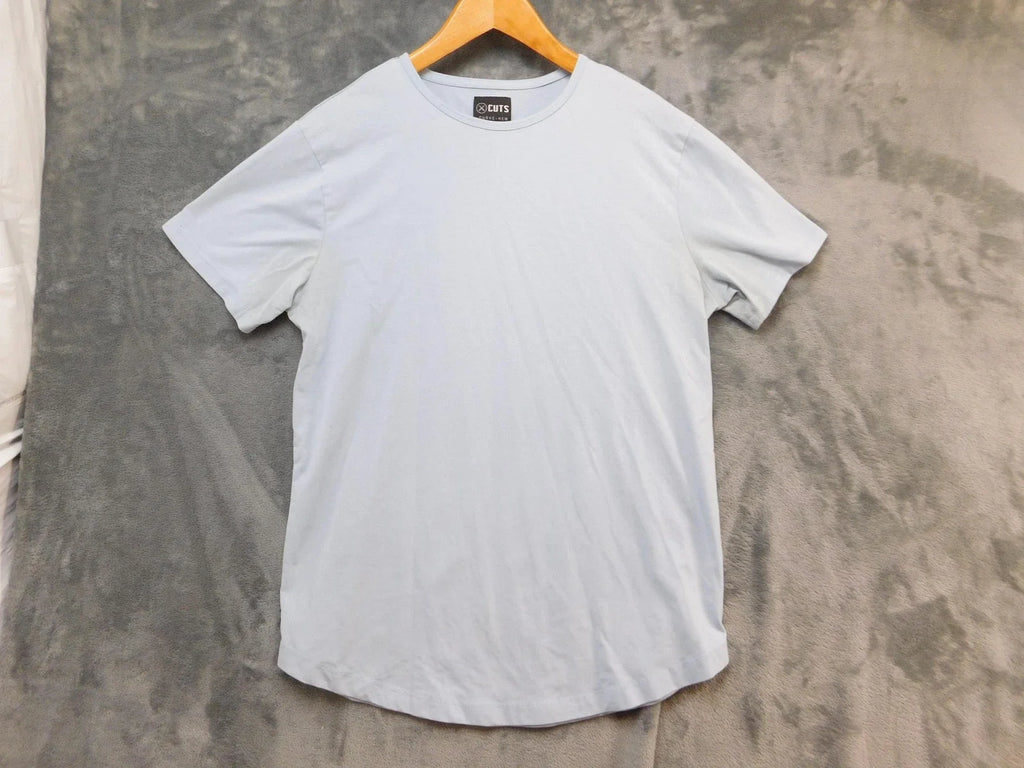 CUTS Curve Hem Mens Medium Light Blue Crewneck Solid - Adult & Kids T-Shirts, Sweatshirts & Hoodies apparel design preview 1