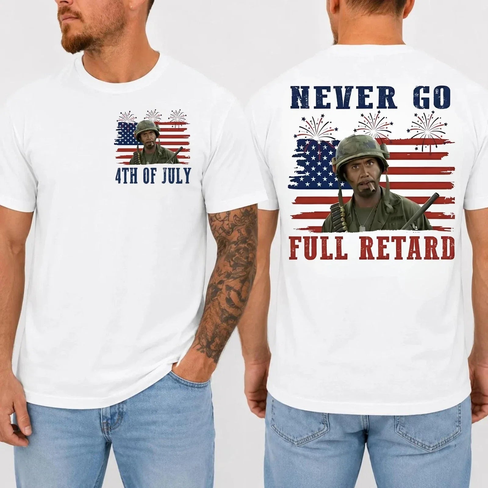 Never Go Full R*t*rd 4th of July Vintage Independence - Adult & Kids T-Shirts, Sweatshirts & Hoodies apparel design preview 1