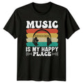 Music Is My Happy Place Retro Headphones Lover - Adult & Kids T-Shirts, Sweatshirts & Hoodies apparel design preview 1