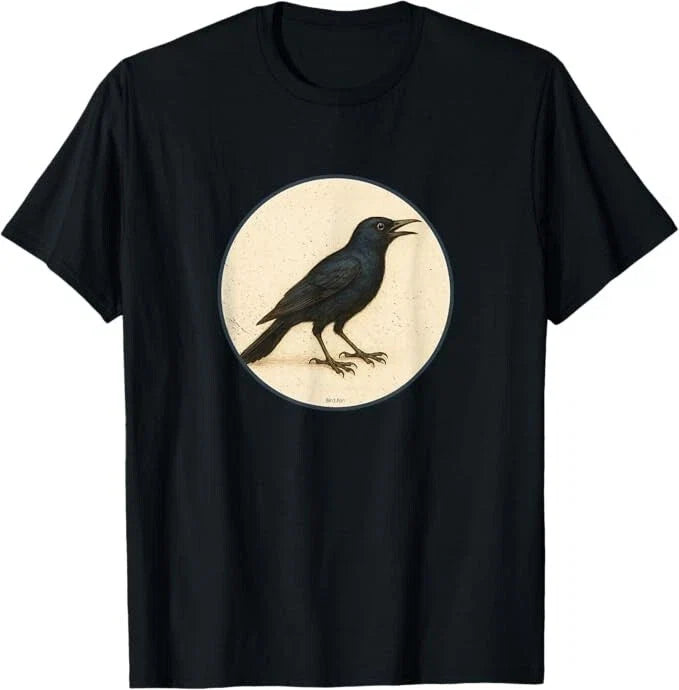 Common Grackle Retro Bird Design 10 Colors by - Adult & Kids T-Shirts, Sweatshirts & Hoodies apparel design preview 1