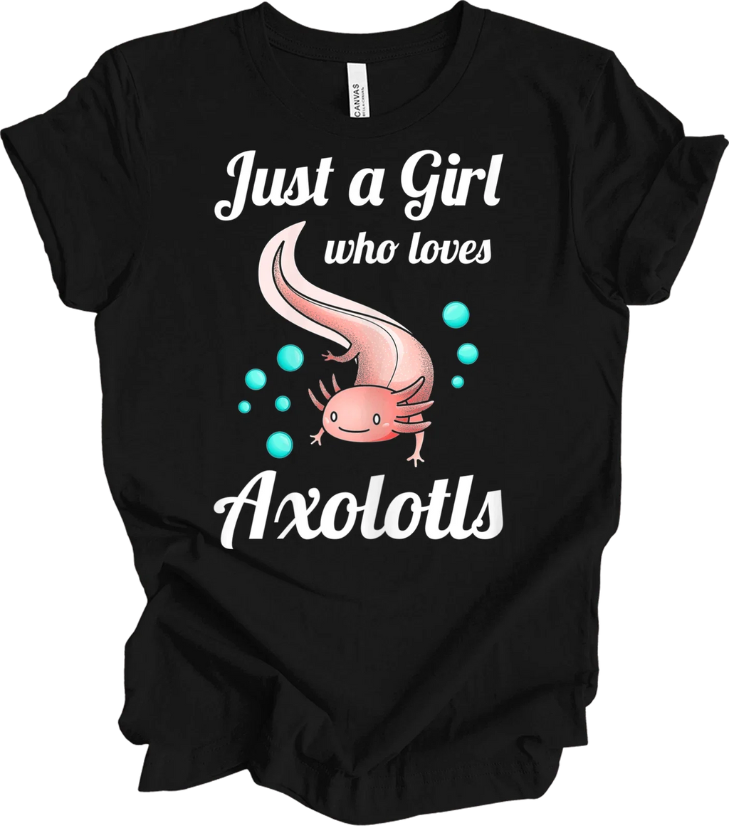 Just a Girl Who Loves Axolotls Cute Kawaii Pink - Adult & Kids T-Shirts, Sweatshirts & Hoodies apparel design preview 1