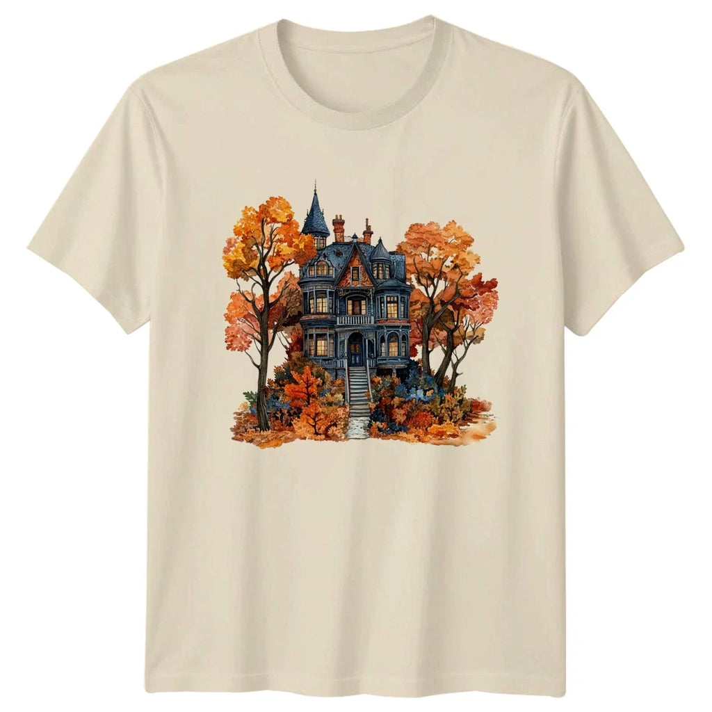 Vintage Victorian Autumn House Gothic Architecture - Adult & Kids T-Shirts, Sweatshirts & Hoodies apparel design preview 1