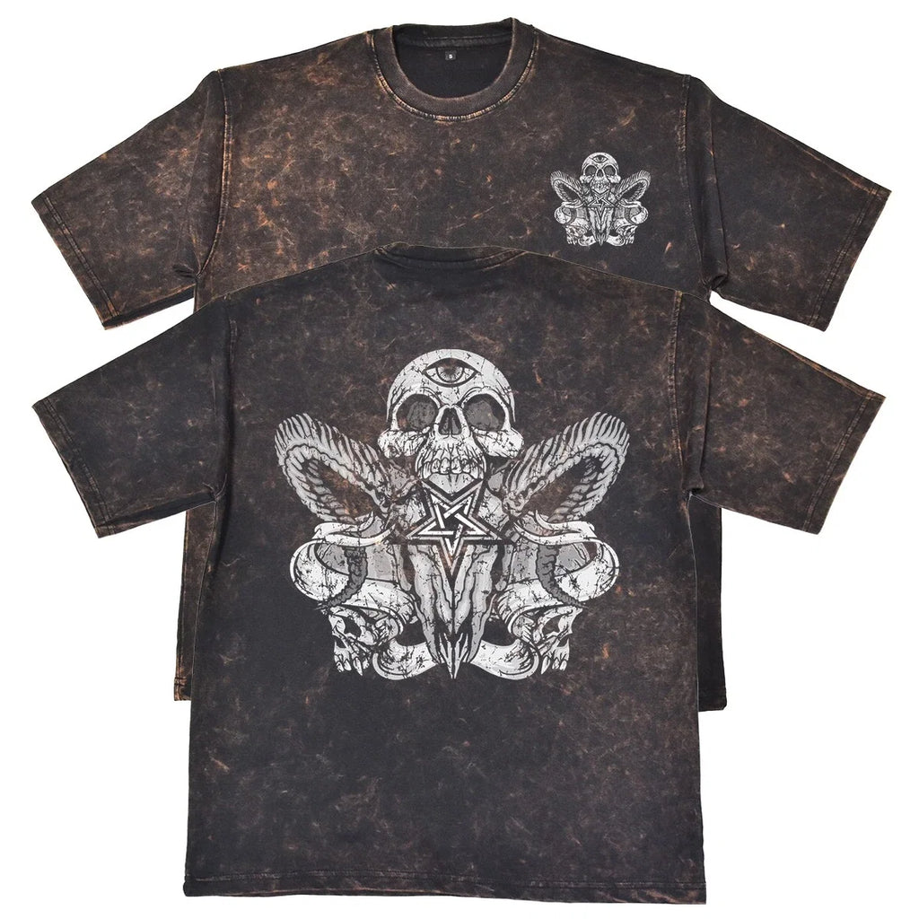 Skull Pentagram Graphic Unisex Mens Rust 240gsm - Adult & Kids T-Shirts, Sweatshirts & Hoodies apparel design preview 1