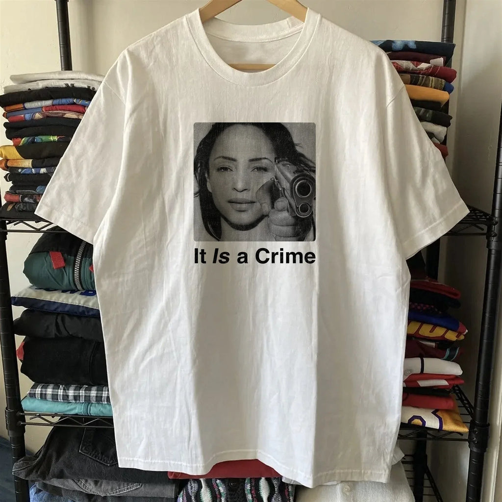90s Sade Parody It Is A Crime Aged White M - Adult & Kids T-Shirts, Sweatshirts & Hoodies apparel design preview 1