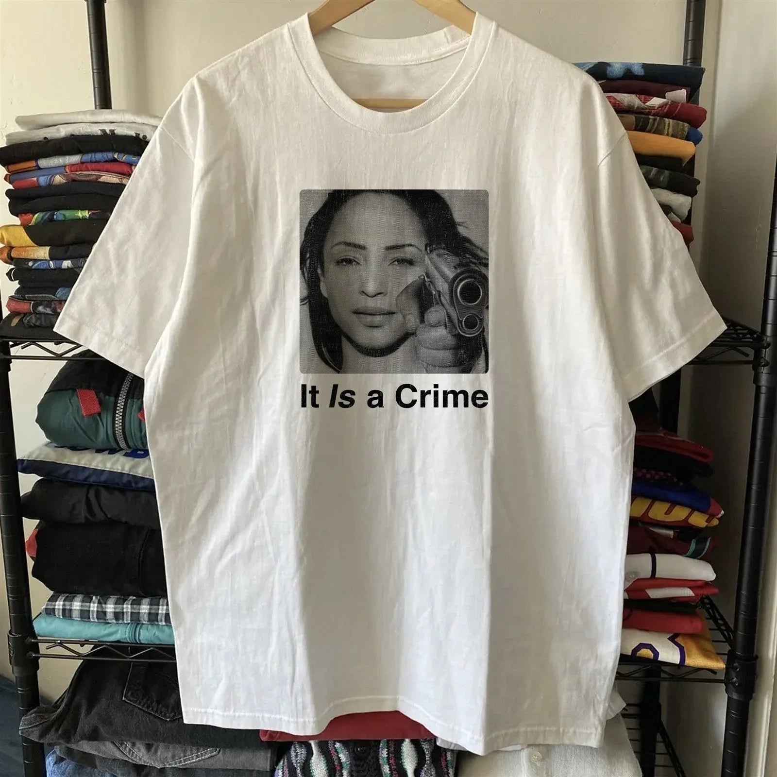 90s Sade Parody It Is A Crime Aged White M - Adult & Kids T-Shirts, Sweatshirts & Hoodies apparel design preview 1