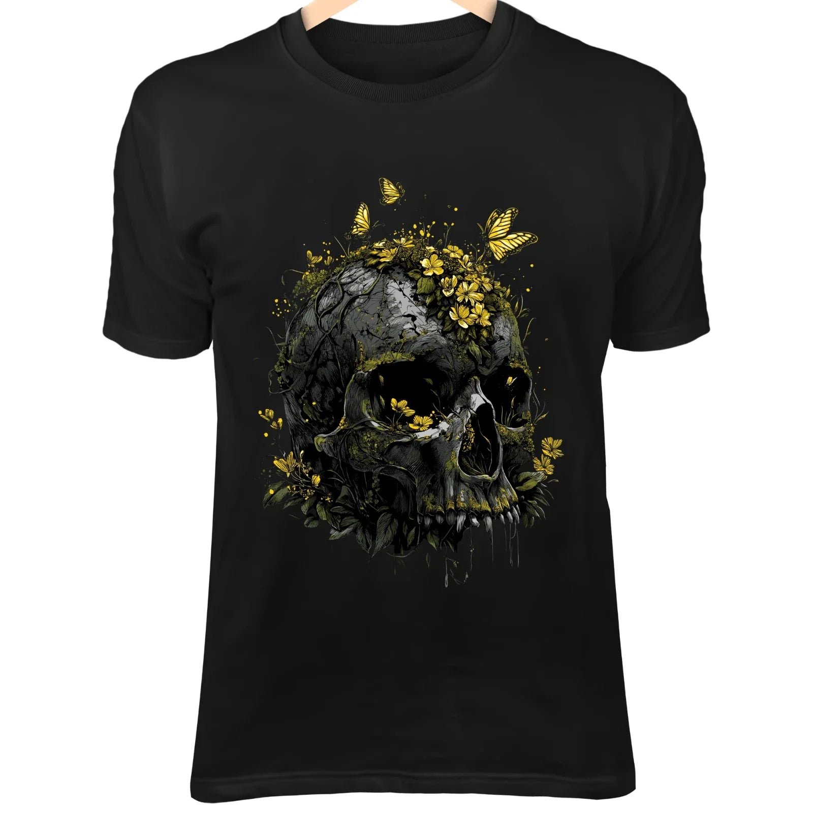 Mystical Skull Nature Art Moss, Vines, Wildflowers - Adult & Kids T-Shirts, Sweatshirts & Hoodies apparel design preview 1