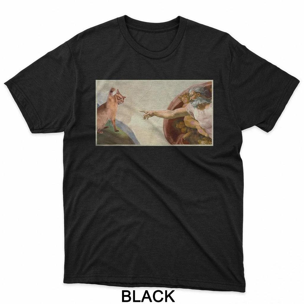 Funny Cat Slap Sarcastic Creation Of Adam Meme Lover - Adult & Kids T-Shirts, Sweatshirts & Hoodies apparel design preview 1