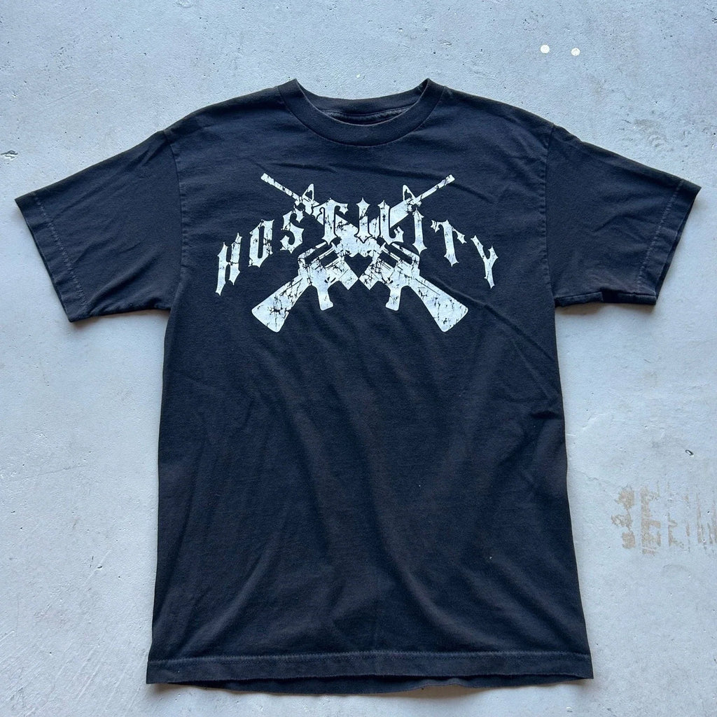 Y2K Hostility Graphic Size M Black - Adult & Kids T-Shirts, Sweatshirts & Hoodies apparel design preview 1