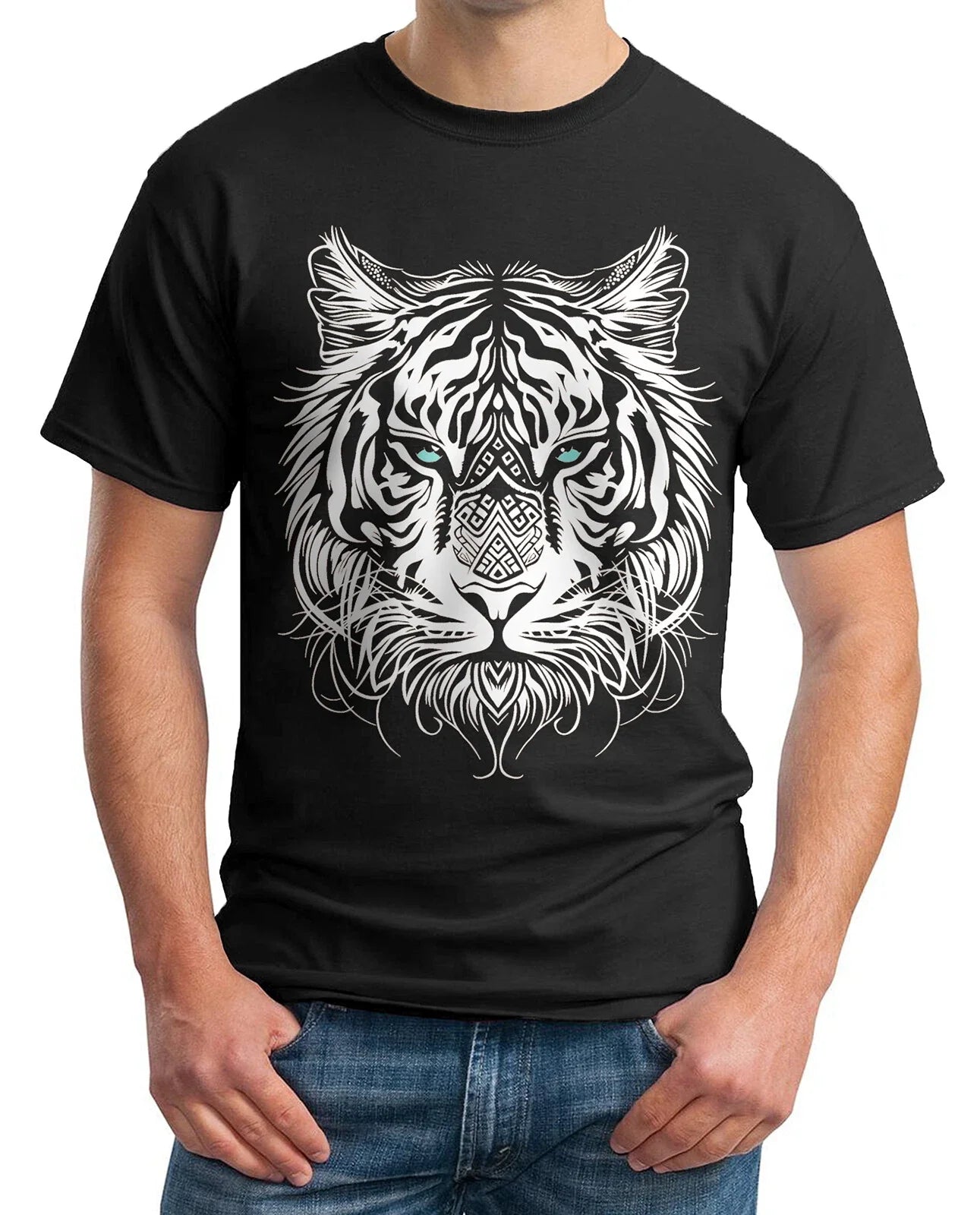 Men's Tribal Tiger Explore Vibrant Color Options! - Adult & Kids T-Shirts, Sweatshirts & Hoodies apparel design preview 1
