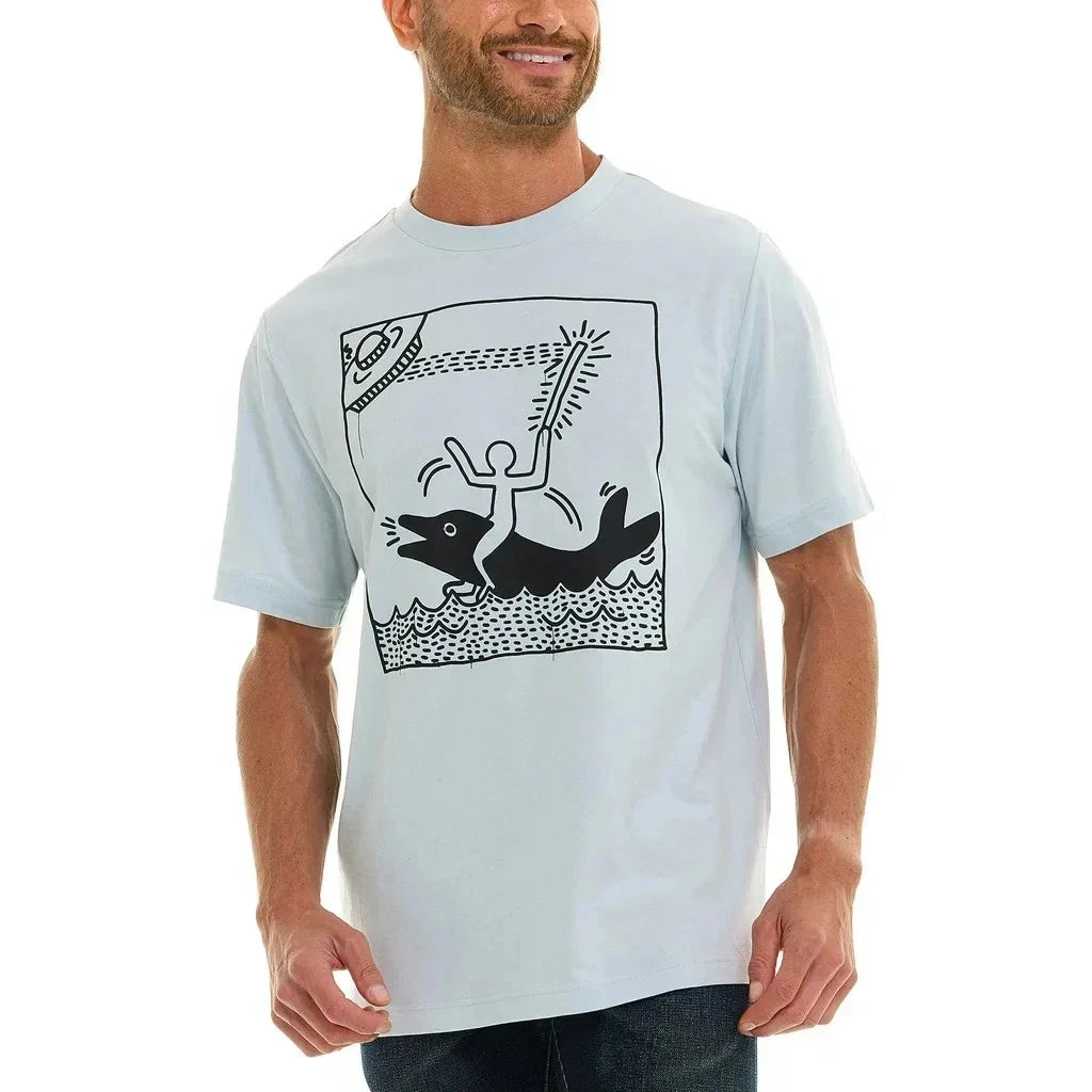 Keith Haring Men's Graphic NWT 100% Cotton Blue Black - Adult & Kids T-Shirts, Sweatshirts & Hoodies apparel design preview 1