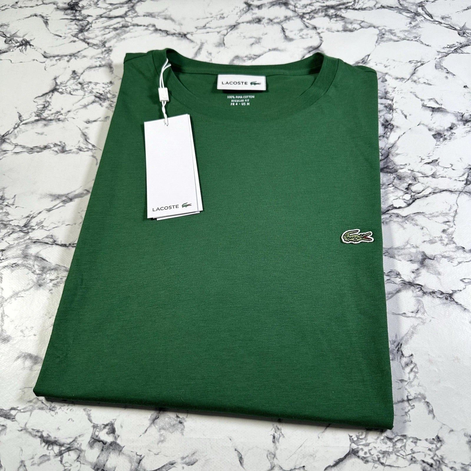 LACOSTE Mens Green Classic Pima Cotton SIZE FR 4 (US - Adult & Kids T-Shirts, Sweatshirts & Hoodies apparel design preview 1