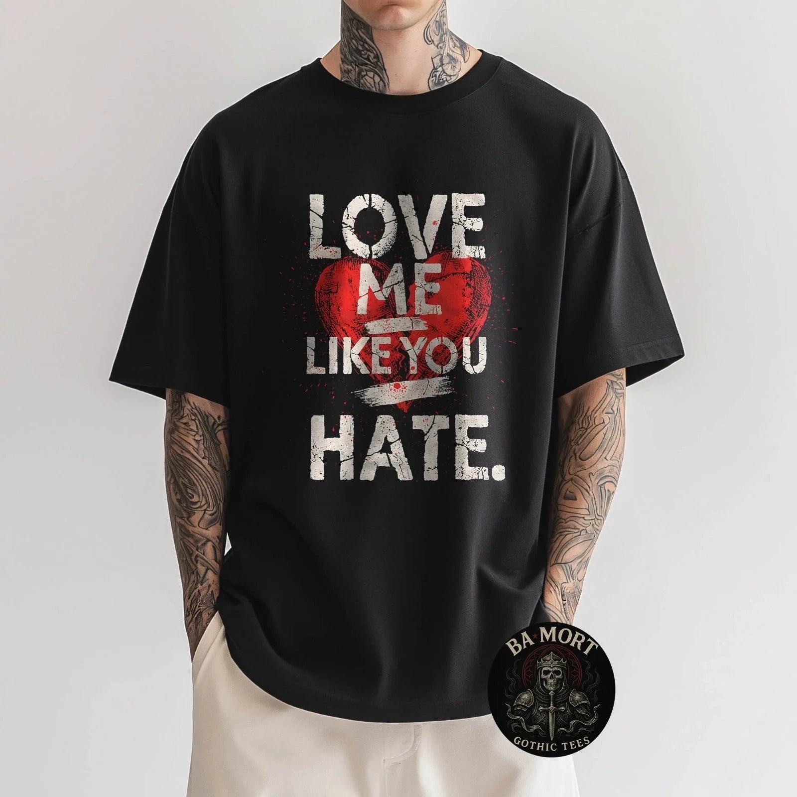 Love Me Like You Hate Grunge Broken Heart Dark - Adult & Kids T-Shirts, Sweatshirts & Hoodies apparel design preview 1