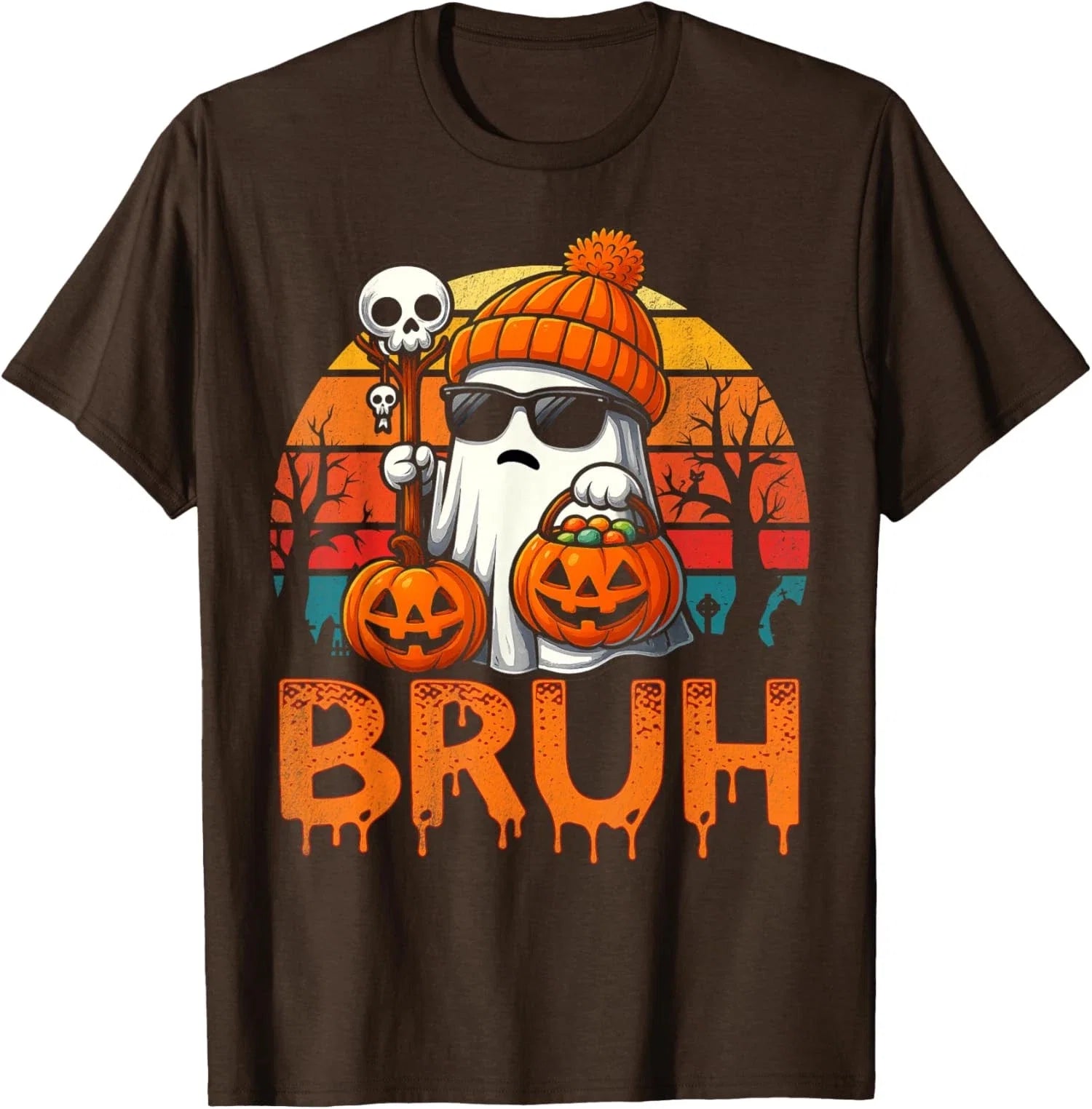 Bruh Ghost Halloween Cute Trick Or Treat Fun - Adult & Kids T-Shirts, Sweatshirts & Hoodies apparel design preview 1
