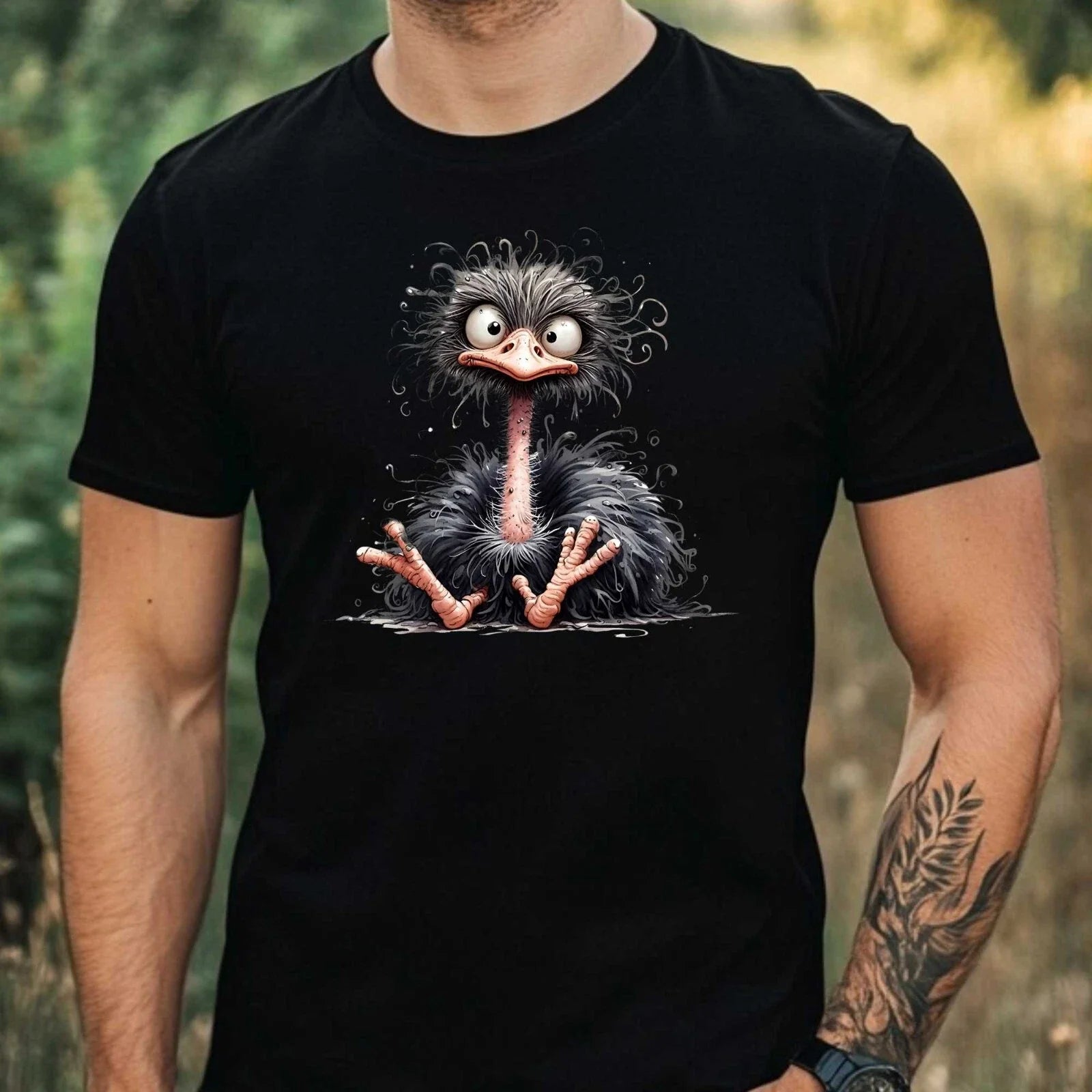 Mens Funny Ostrich Bird Print Cotton Size XS to 5XL - Adult & Kids T-Shirts, Sweatshirts & Hoodies apparel design preview 1