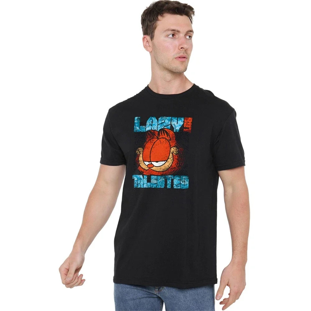 Garfield Lazy But Talented Distressed S-5XL, Black - Adult & Kids T-Shirts, Sweatshirts & Hoodies apparel design preview 1