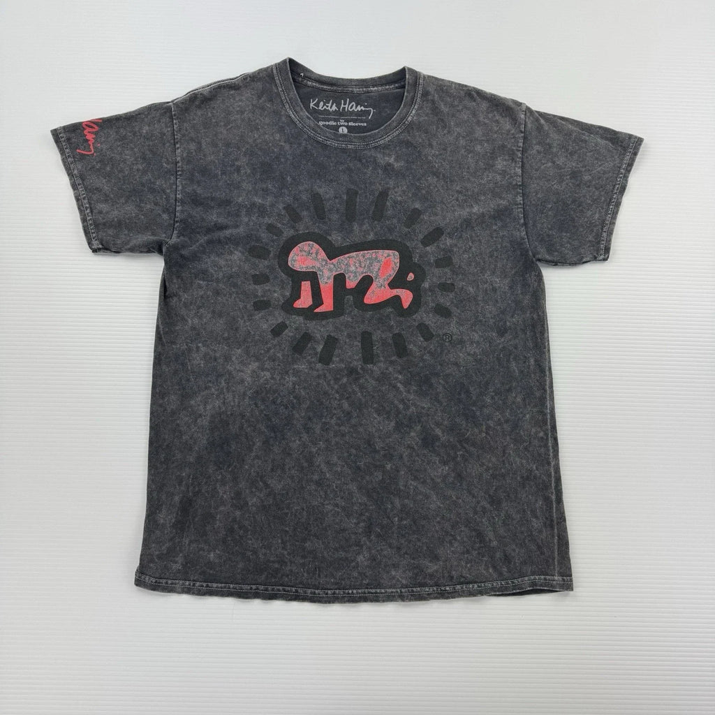 Keith Haring Mens Large Gray Acid Wash Graphic Art - Adult & Kids T-Shirts, Sweatshirts & Hoodies apparel design preview 1