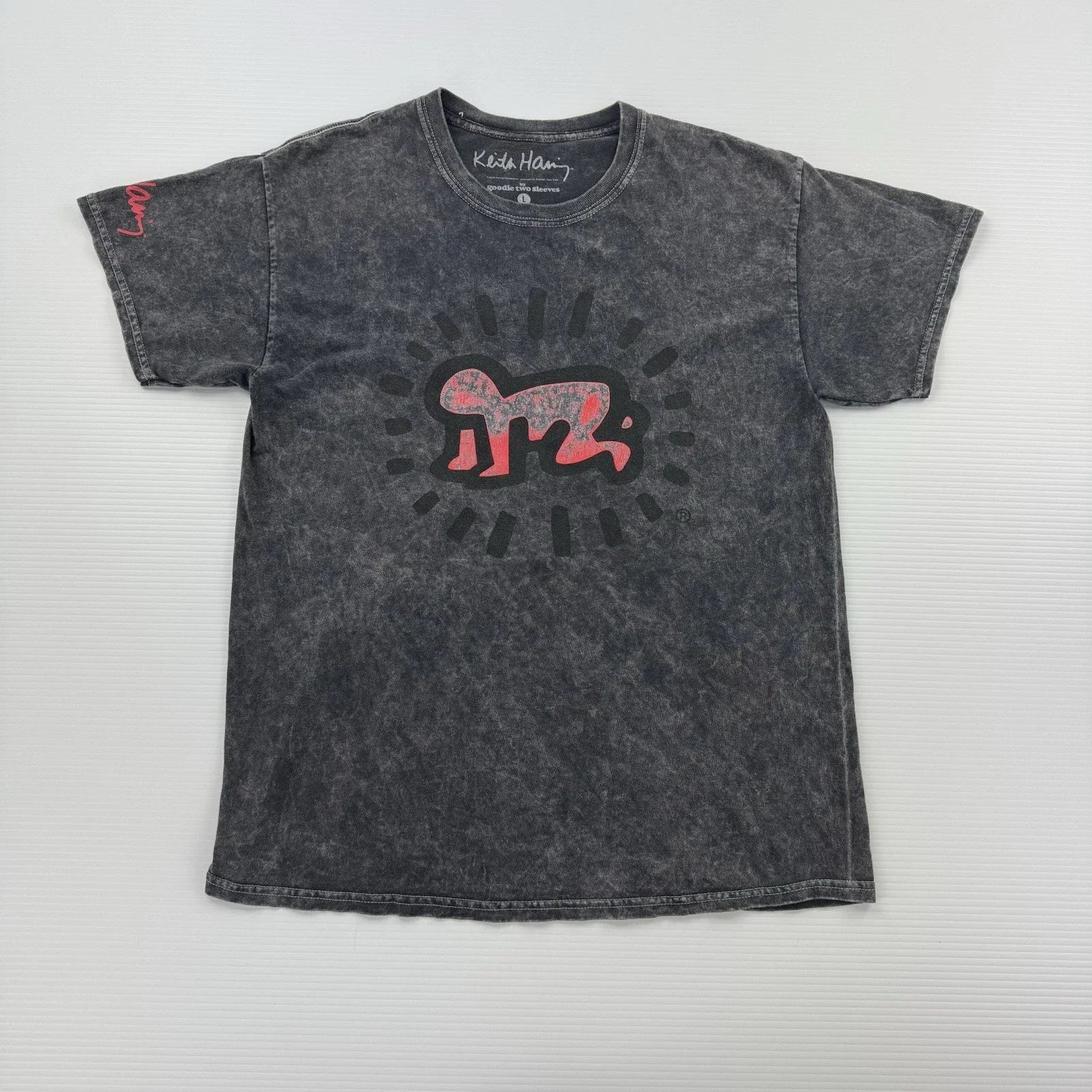 Keith Haring Mens Large Gray Acid Wash Graphic Art - Adult & Kids T-Shirts, Sweatshirts & Hoodies apparel design preview 1