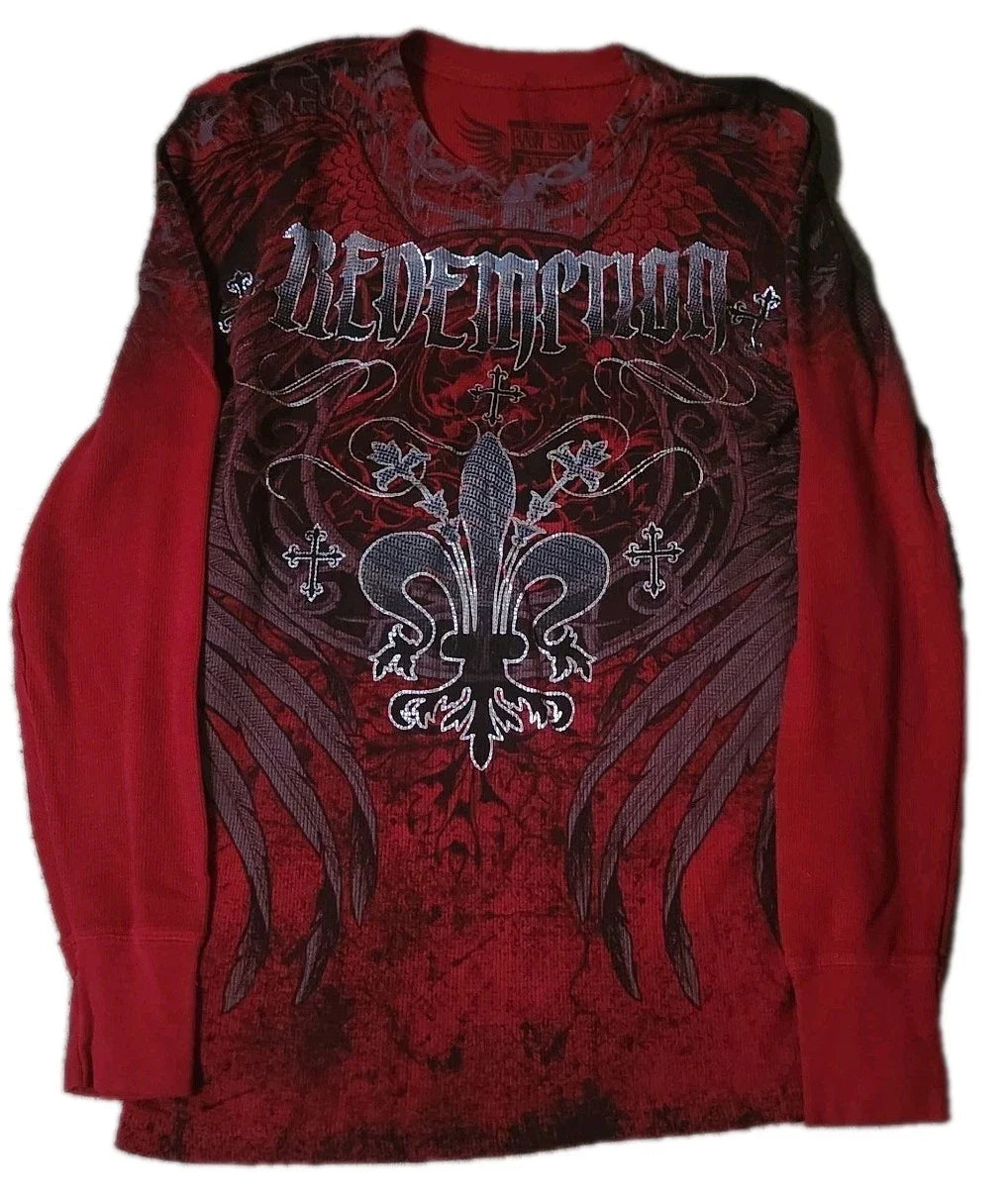 Vintage Y2K Raw State Redemption Thermal Cross Wings - Adult & Kids T-Shirts, Sweatshirts & Hoodies apparel design preview 1
