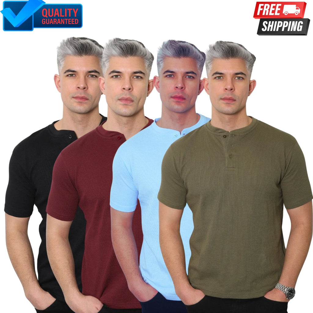 UrbanFit Mens Henley Short Sleeve Waffle Knit Top - Adult & Kids T-Shirts, Sweatshirts & Hoodies apparel design preview 1