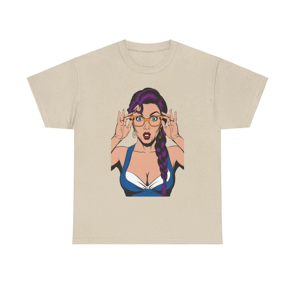 Sexy PopArt Girl Glasses and Braids unisex heavy - Adult & Kids T-Shirts, Sweatshirts & Hoodies apparel design preview 1