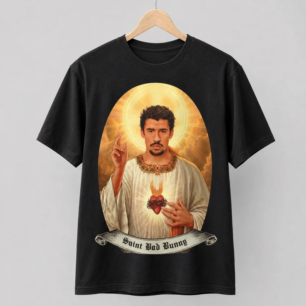 Bad Bunny Santo Meme Ironic Fan Art Men Women - Adult & Kids T-Shirts, Sweatshirts & Hoodies apparel design preview 1