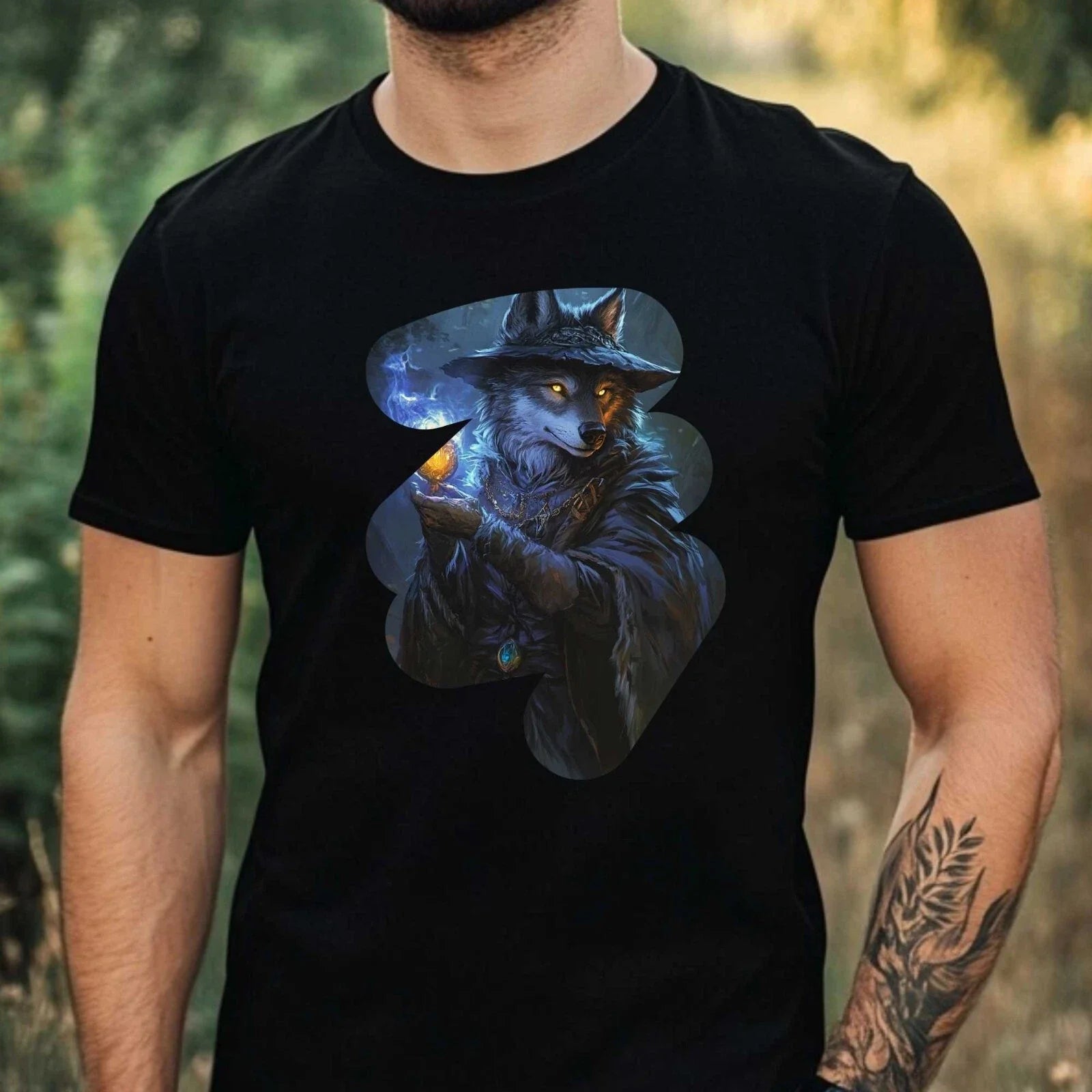 Mens Magic Wolf Motif Cotton Size XS to 5XL - Adult & Kids T-Shirts, Sweatshirts & Hoodies apparel design preview 1